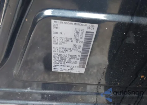 2014 Nissan Pathfinder S из США, поврежденный, VIN 5N1AR2MN6EC688714